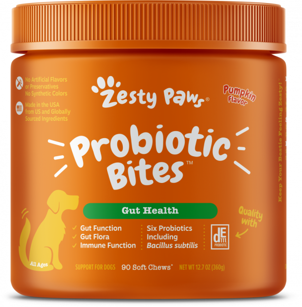 Zesty Paws Probiotic Bites with Digestive Enzymes Pumpkin Soft Chews for Dogs Sale