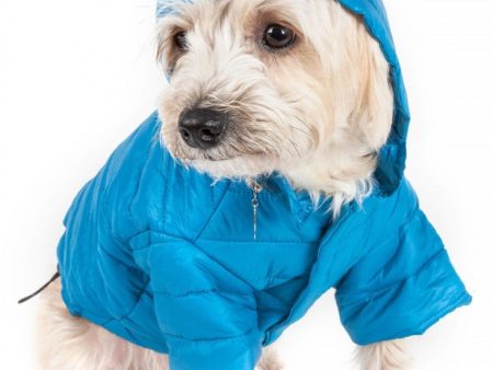 Pet Life Adjustable Blue Sporty Avalanche Dog Coat with Pop Out Zippered Hood Online Hot Sale