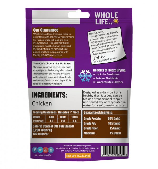 Whole Life Pet Just One Ingredient Freeze Dried Chicken Treats for Cats Online Sale