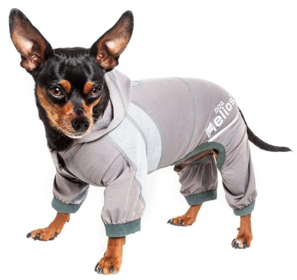 Pet Life Dog Helios Namastail Grey Full Bodied Performance Breathable Yoga Dog Hooded Tracksuit Online Sale