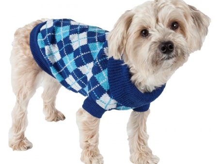 Pet Life Blue Argyle Knitted Dog Sweater For Discount