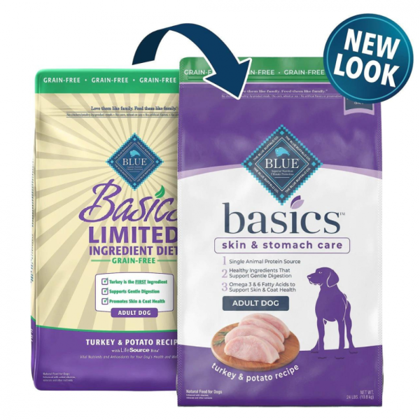 Blue Buffalo Basics Adult Skin & Stomach Care Grain-Free Turkey & Potato Recipe Adult Dry Dog Food Fashion