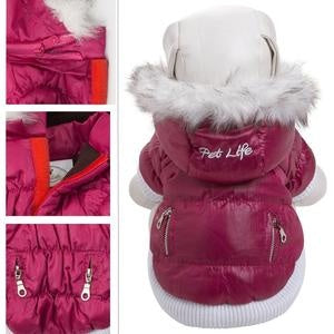 Pet Life Metallic Pink Fashion Parka Insulated Dog Coat with Removable Hood Fashion