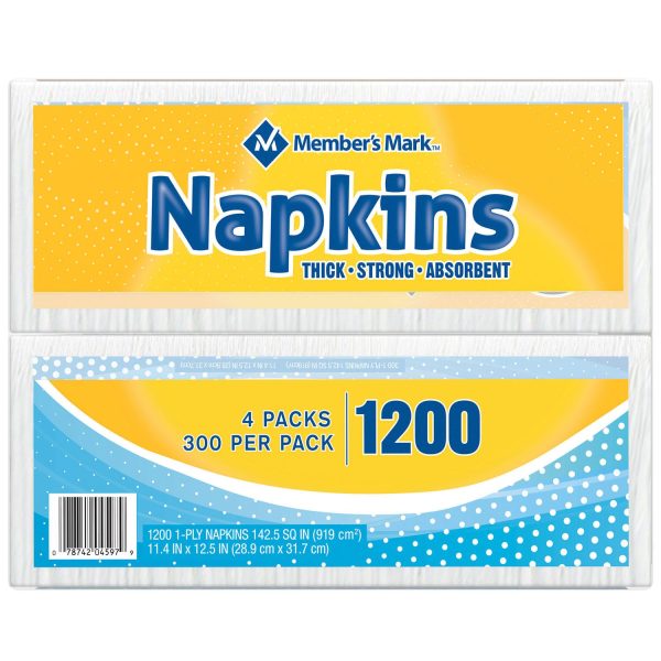 White Napkins, 11.4  x 12.5  (1200pack) Online now