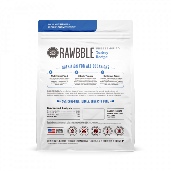 BIXBI Rawbble Freeze Dried Turkey Supply