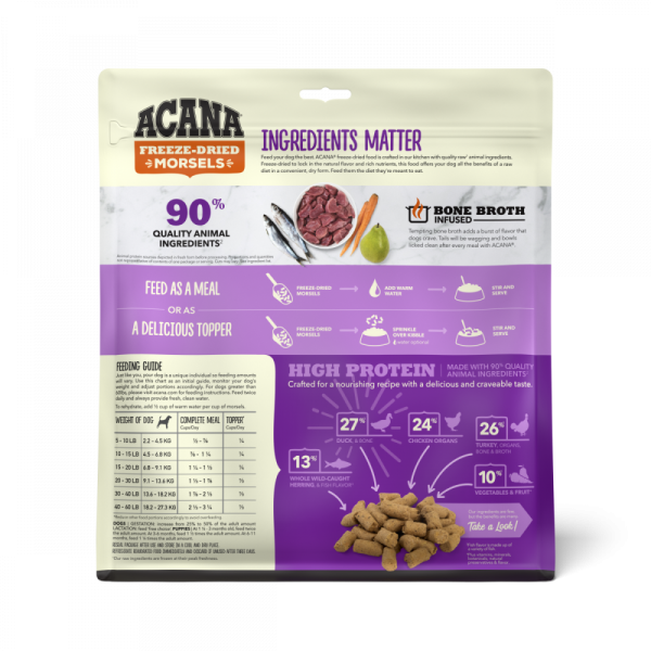 ACANA Freeze Dried Dog Food & Topper, Grain Free, High Protein,  Fresh & Raw Animal Ingredients, Duck Recipe, Morsels For Cheap