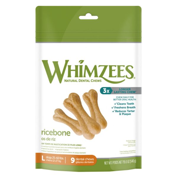 Whimzees Large Rice Bone Dental Chew Dog Treats Fashion