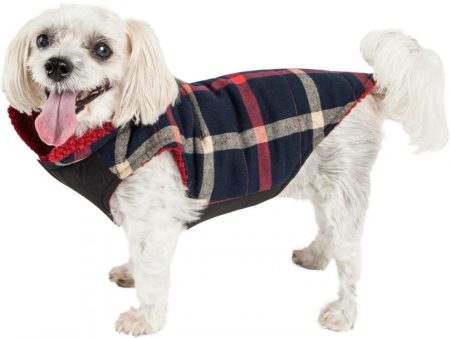 Pet Life Allegiance Blue & Red Plaid Insulated Dog Coat For Discount