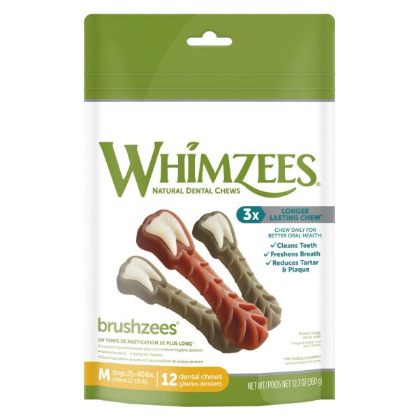 Whimzees Brushzees Natural Daily Dental Medium Breed Dog Treats Cheap