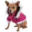 Pet Life Metallic Pink Fashion Parka Insulated Dog Coat with Removable Hood Fashion