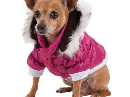 Pet Life Metallic Pink Fashion Parka Insulated Dog Coat with Removable Hood Fashion