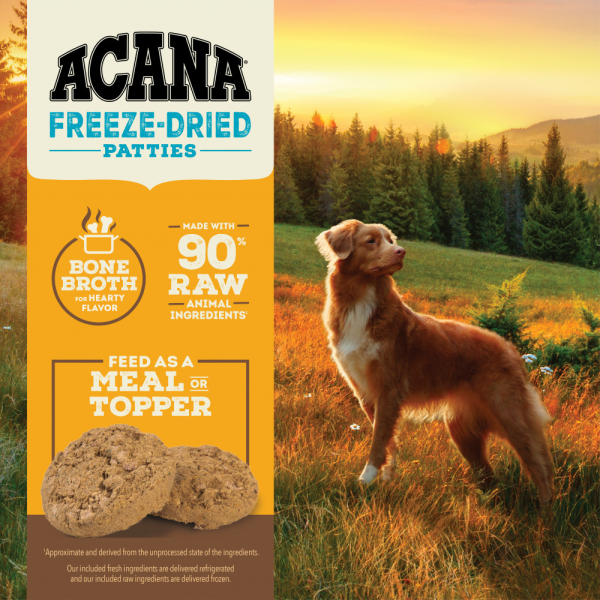 ACANA Freeze Dried Dog Food and Topper Grain Free High Protein Fresh and Raw Animal Ingredients FreeRun Chicken Recipe Patties For Discount