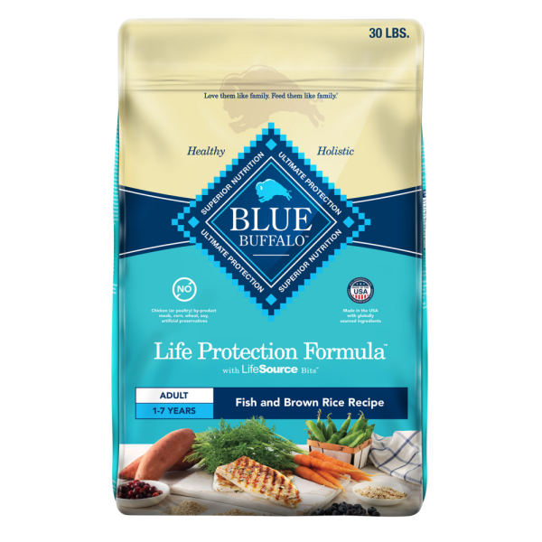 Blue Buffalo Life Protection Formula Adult Fish & Brown Rice Recipe Dry Dog Food Supply