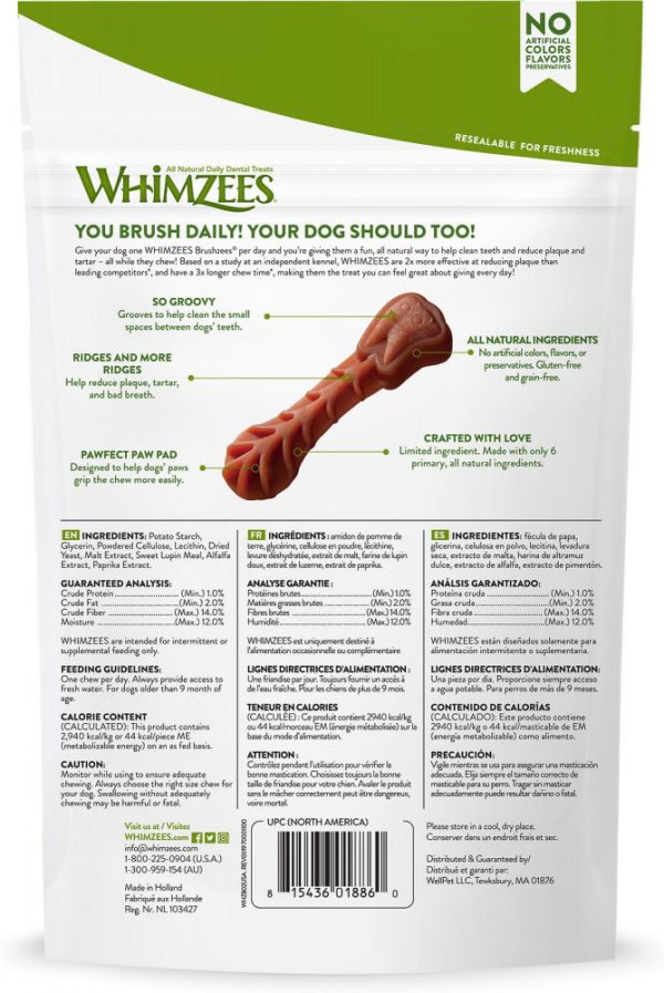 Whimzees Daily Use Brushzees Small Pack Dental Dog Treats Supply