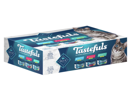 Blue Buffalo Tastefuls Adult Natural Flaked Variety Pack with Tuna, Chicken, and Fish & Shrimp Entrees in Gravy Wet Cat Food For Cheap