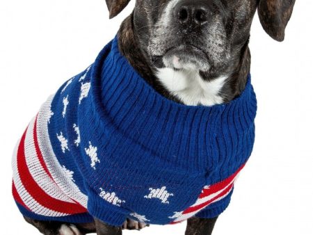 Pet Life Patriot Star Heavy Knitted Turtle Neck Dog Sweater For Cheap