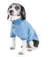 Pet Life Active Relax Stretch Fur Flexed Blue Polo T-Shirt For Sale