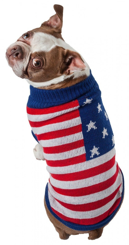 Pet Life Patriot Star Heavy Knitted Turtle Neck Dog Sweater For Cheap