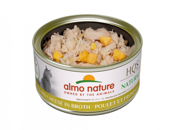 Almo Nature HQS Natural Cat Grain Free Chicken and Cheese In Broth Canned Cat Food Supply