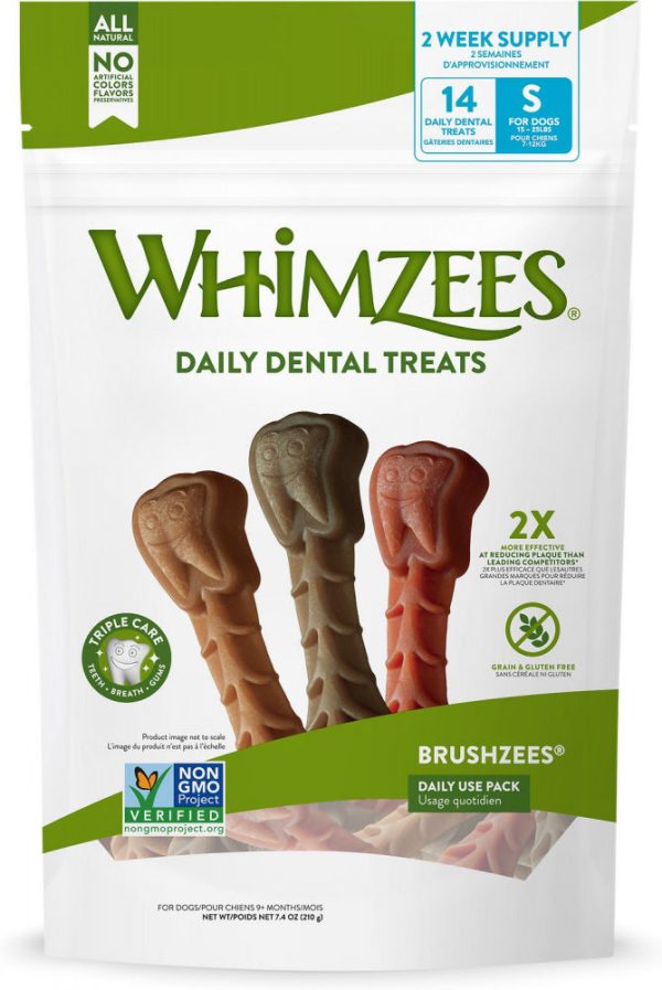 Whimzees Daily Use Brushzees Small Pack Dental Dog Treats Supply