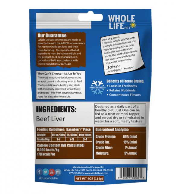 Whole Life Pet Just One Ingredient Freeze Dried Beef Liver Treats for Dogs Cheap