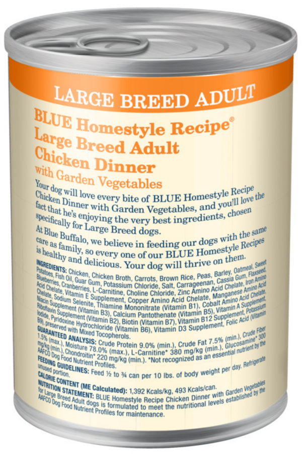 Blue Buffalo Homestyle Recipe Large Breed Adult Chicken Dinner with Garden Vegetables Canned Dog Food Online Hot Sale