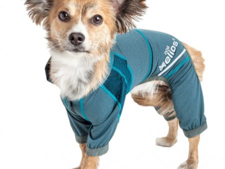 Pet Life Dog Helios Namastail Teal Full Bodied Performance Breathable Yoga Dog Hooded Tracksuit Fashion