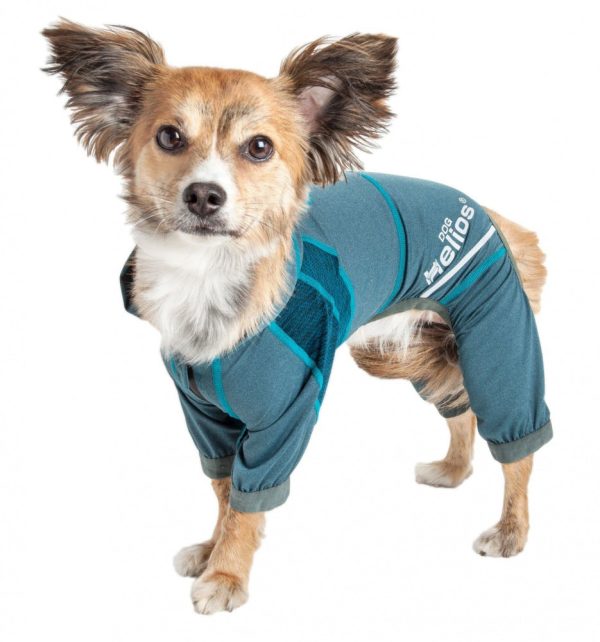 Pet Life Dog Helios Namastail Teal Full Bodied Performance Breathable Yoga Dog Hooded Tracksuit Fashion