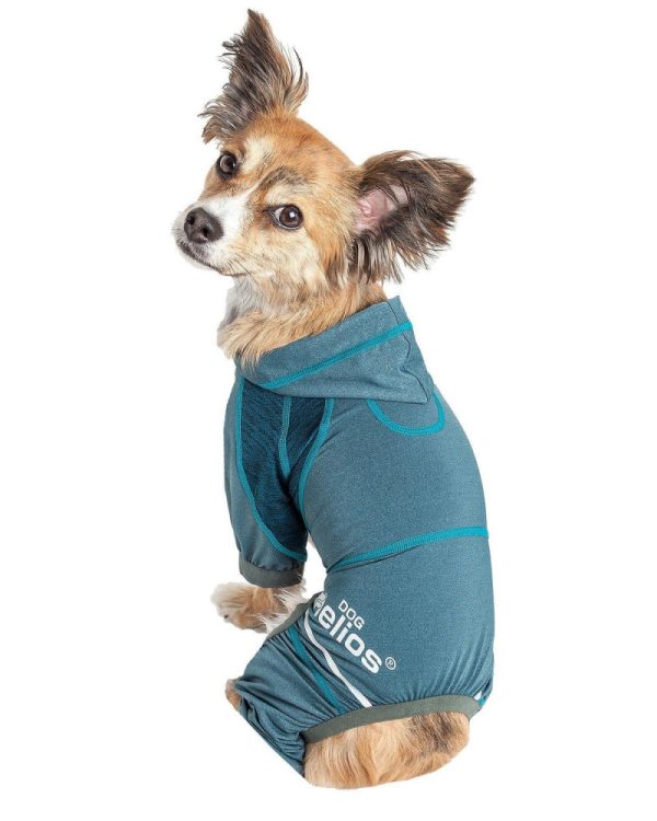 Pet Life Dog Helios Namastail Teal Full Bodied Performance Breathable Yoga Dog Hooded Tracksuit Fashion