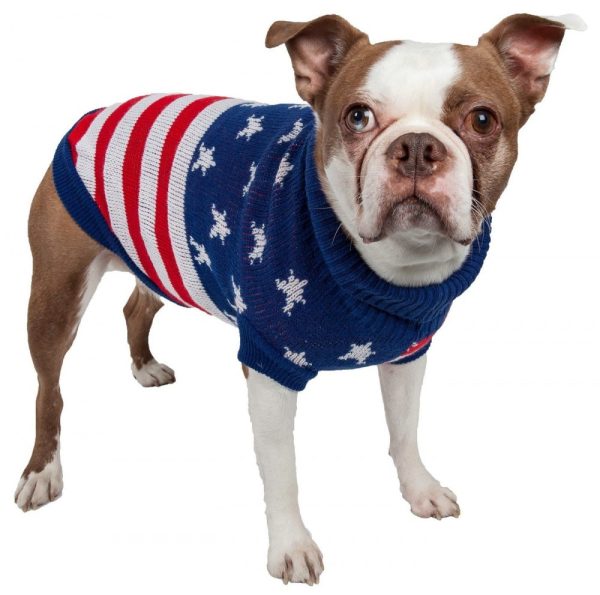 Pet Life Patriot Star Heavy Knitted Turtle Neck Dog Sweater For Cheap