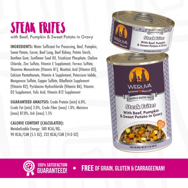 Weruva Steak Frites with Beef, Pumpkin & Sweet Potato in Gravy Canned Dog Food Online now