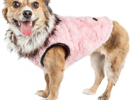 Pet Life Luxe Pinkachew Faux Mink Fur Dog Coat For Cheap