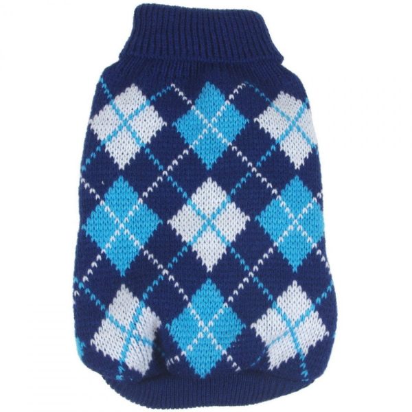 Pet Life Blue Argyle Knitted Dog Sweater For Discount