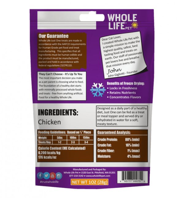 Whole Life Pet Just One Ingredient Freeze Dried Chicken Treats for Cats Online Sale