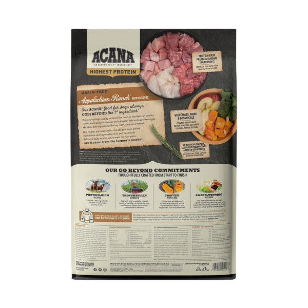 ACANA Highest Protein Appalachian Ranch Recipe Dry Dog Food For Discount